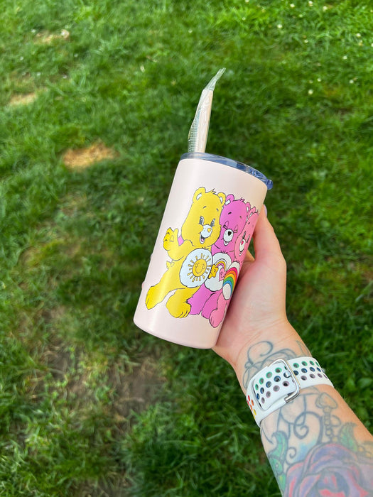 Yellow, Pink, Coral Bears 12oz Skinny Tumbler