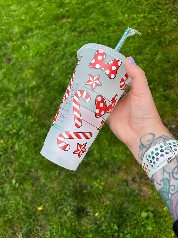 Ears, Bows, Candy Cane Christmas Tumbler