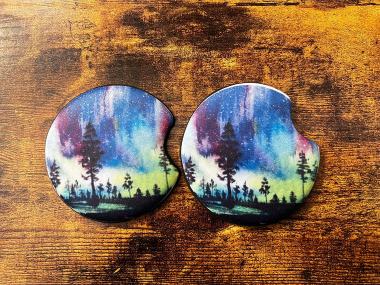 Galaxy with Trees Car Coasters