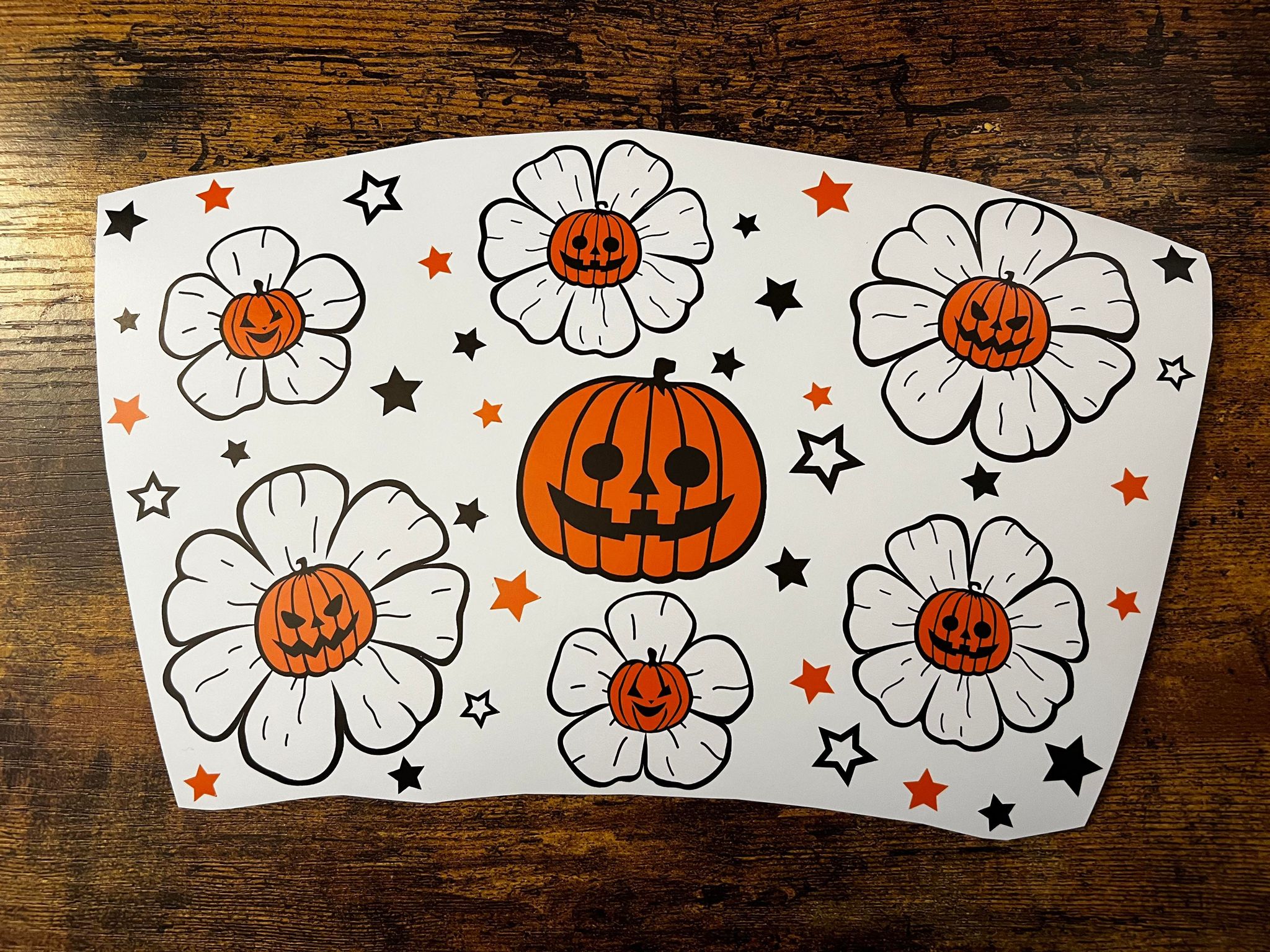 White Flower with Pumpkins Cold Cup Wrap