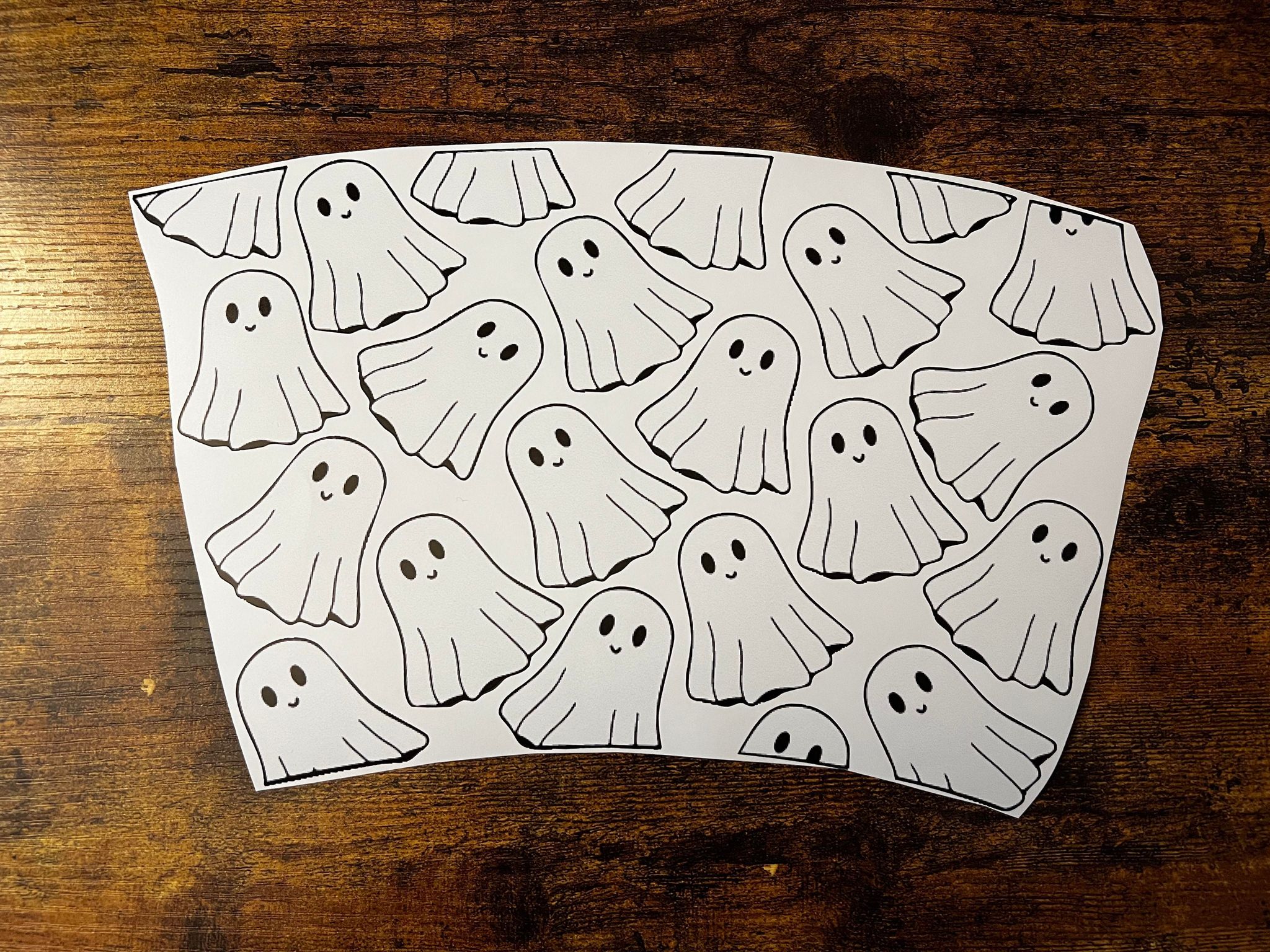 White and Black Ghost Theme Cold Cup Wrap