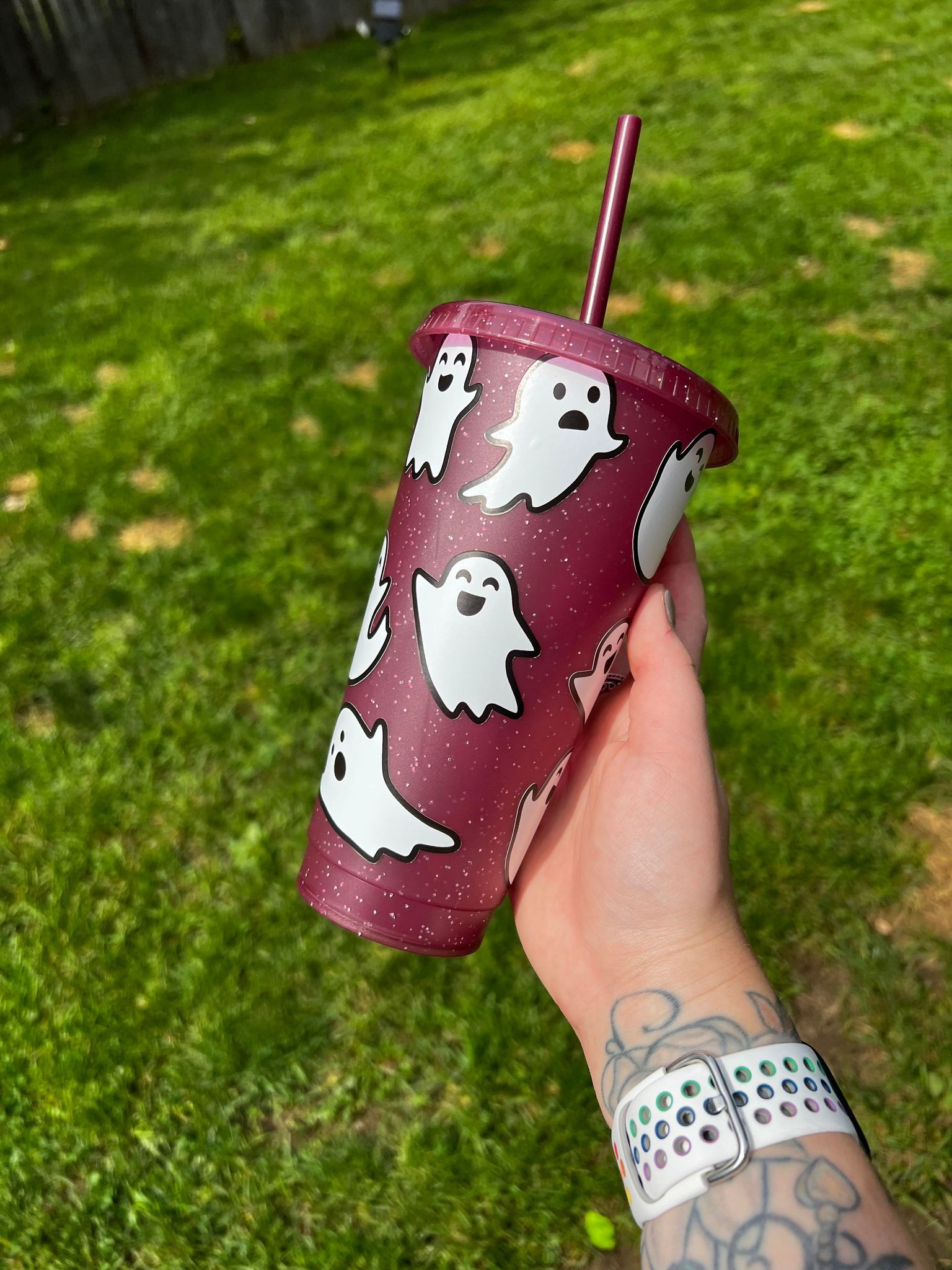 Ghosts Full Wrap Sparkle Tumbler