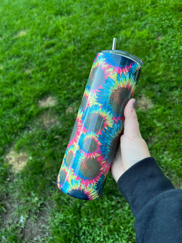 Rainbow Sunflowers Sublimation Tumbler