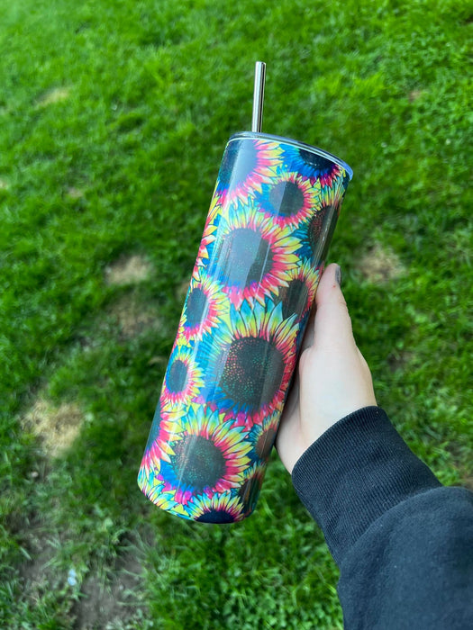 Rainbow Sunflowers Sublimation Tumbler