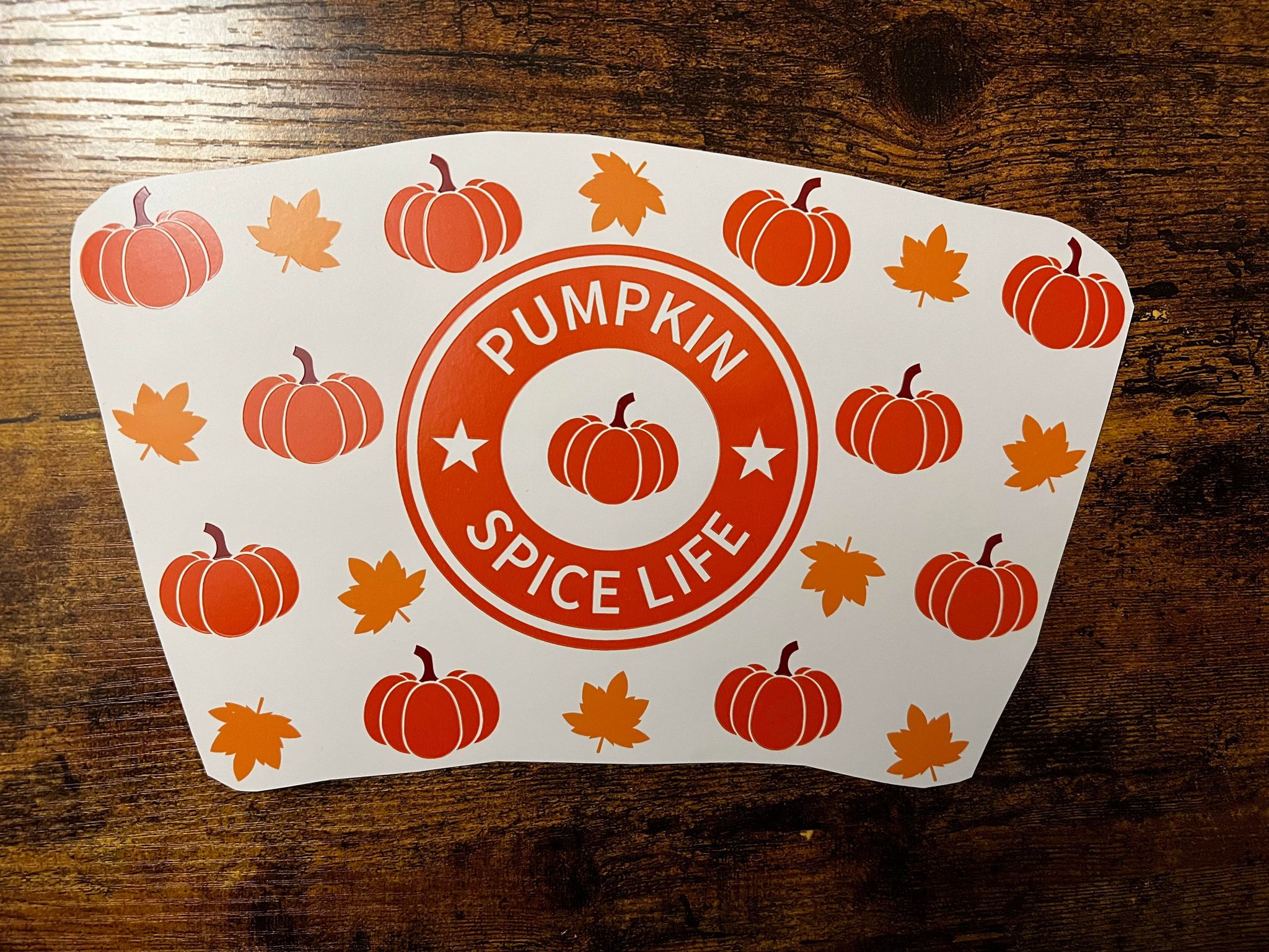 Pumpkin Spice Life with Leaves Cold Cup Wrap