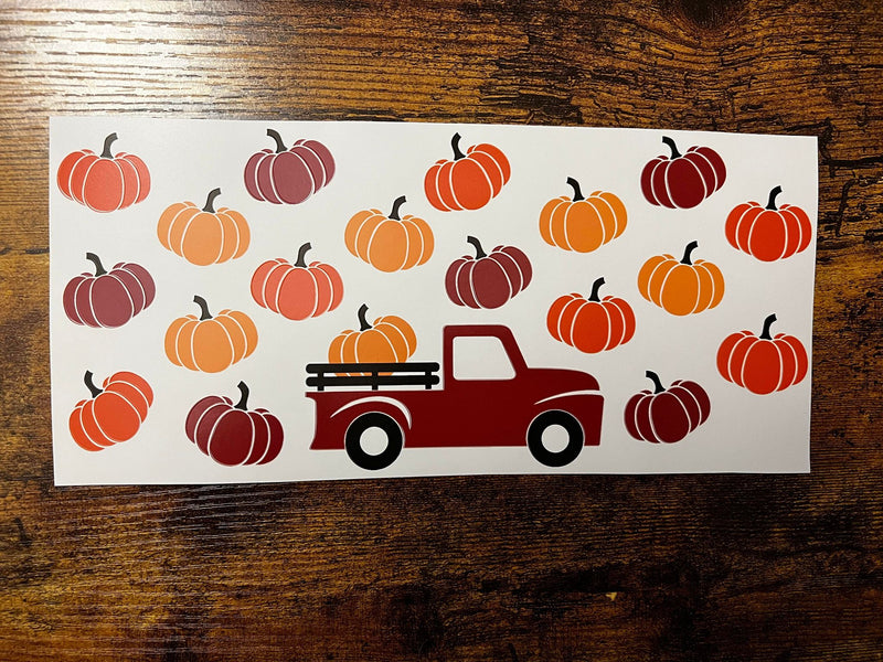 Red Truck with Pumpkins Libbey Wrap