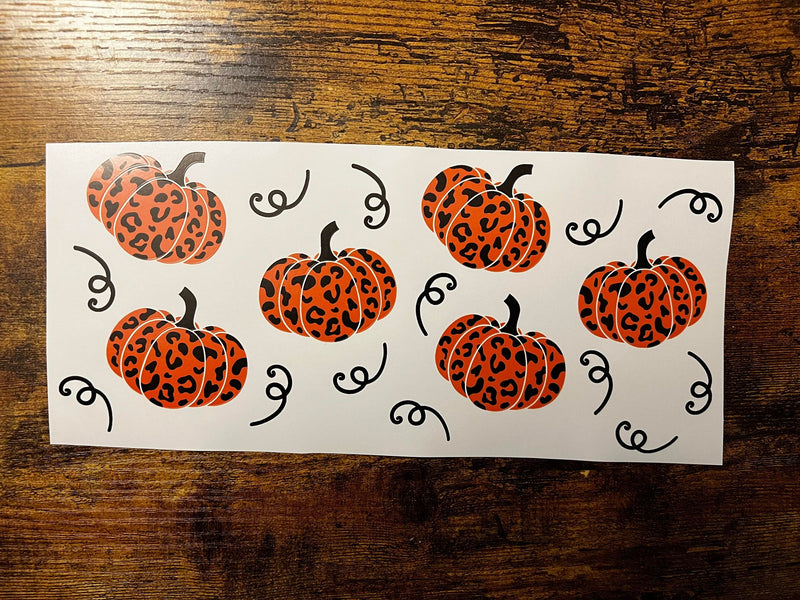 Pumpkin Cheetah with Squiggles Theme Libbey Wrap