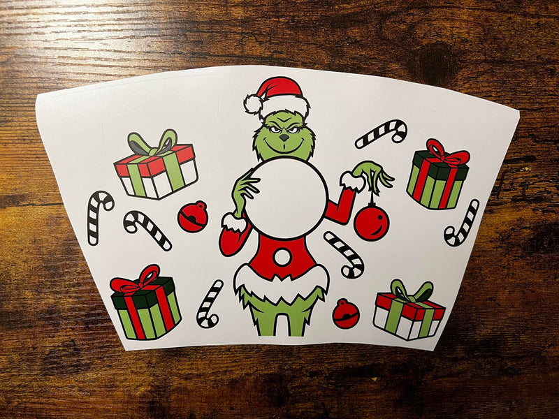 Green Man with Candy Canes with Hole Cold Cup Wrap