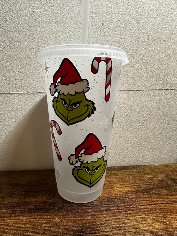 Green Man with Candy Canes Sparkle Tumbler