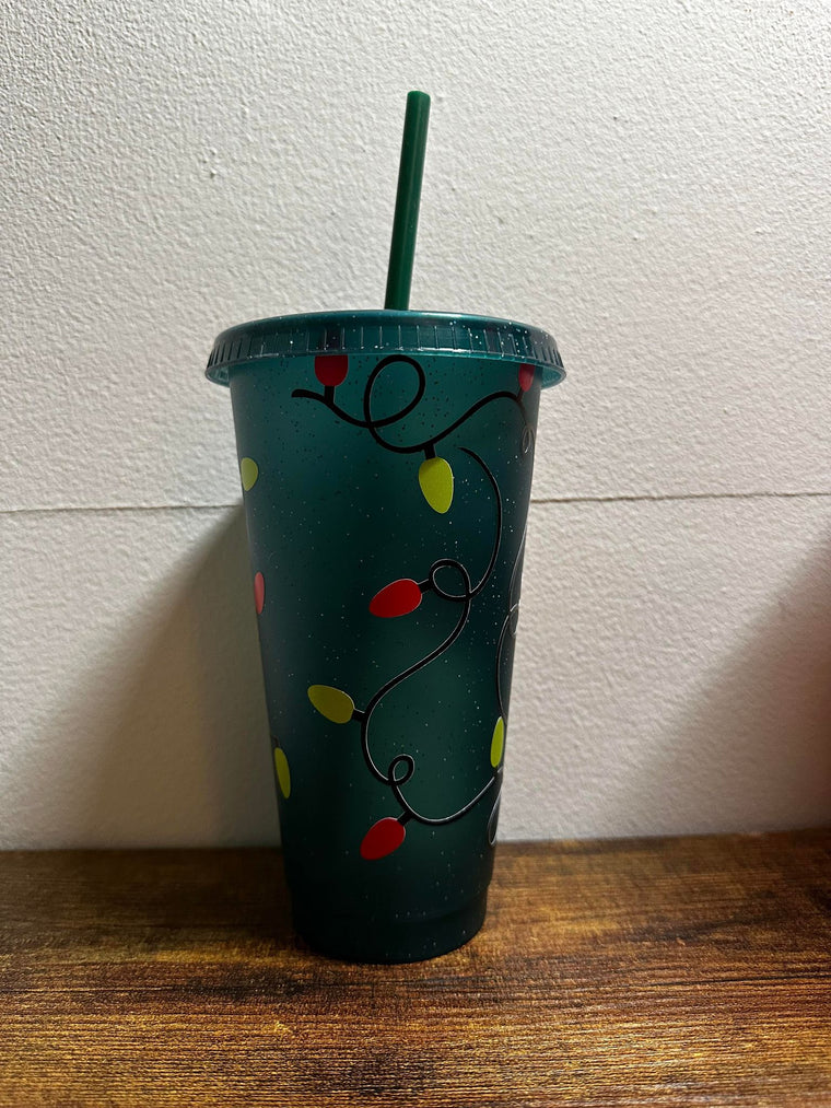 Christmas Light Green Man Sparkle Tumbler