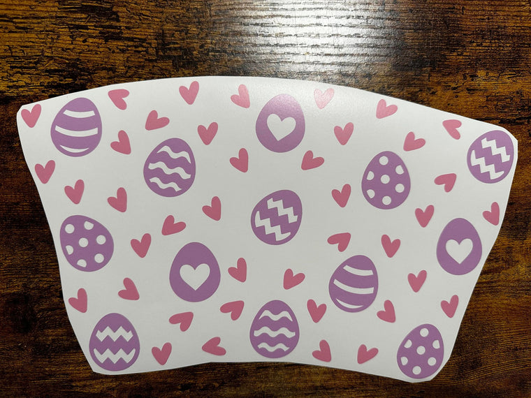 Purple Easter Eggs with Hearts Cold Cup Wrap