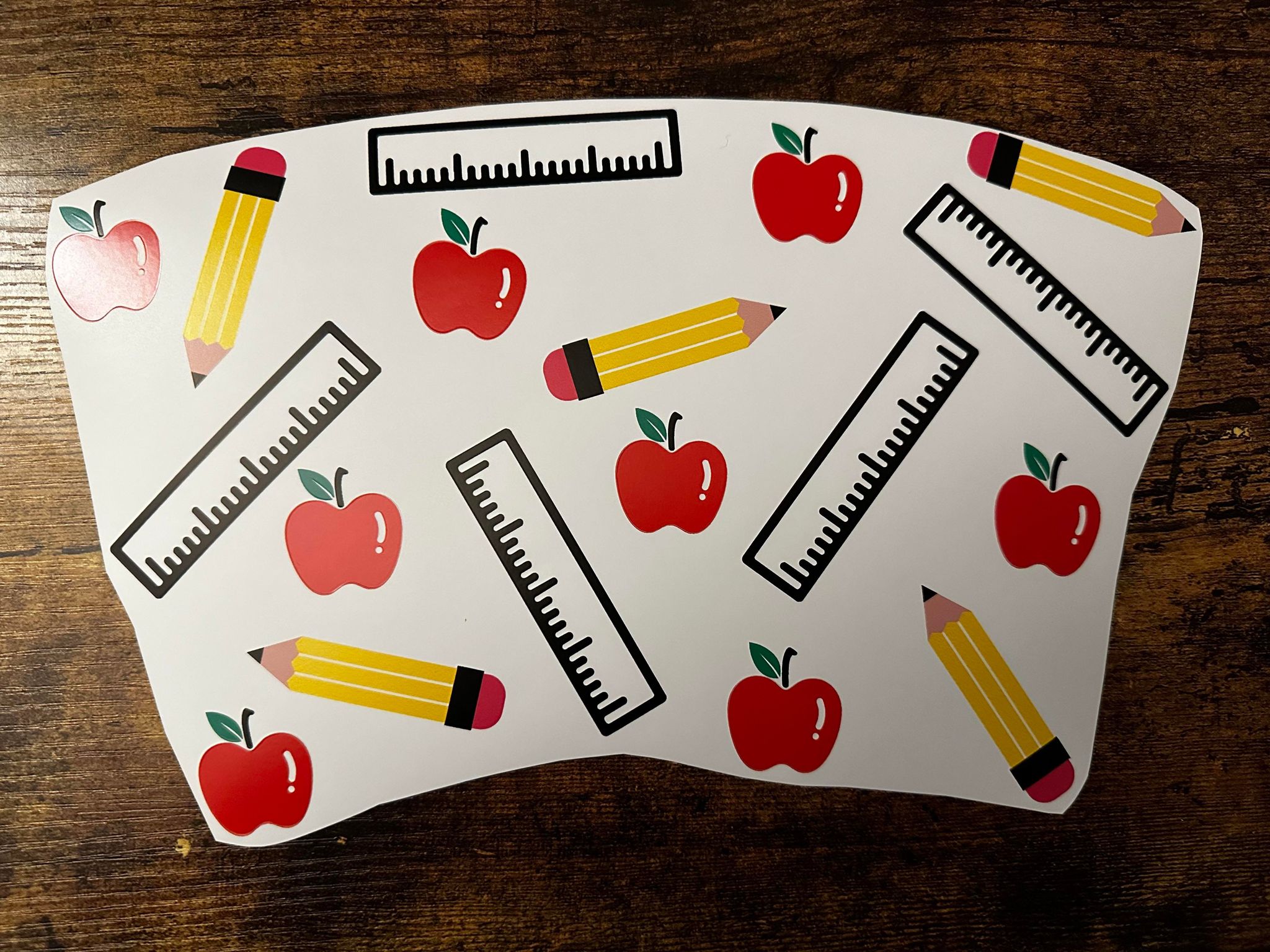 Apple, Ruler, Pencil No Hole Cold Cup Wrap