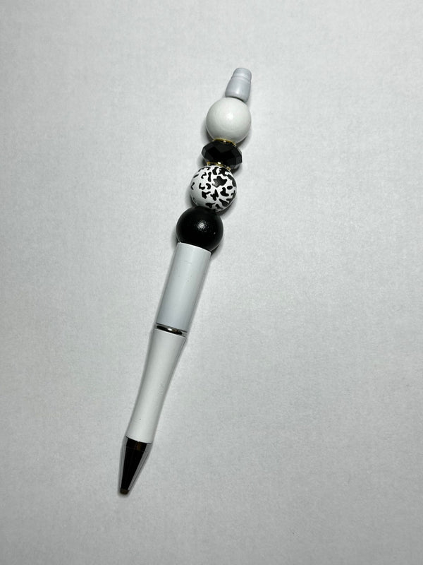 White and Black Cow Print Wooden Pens
