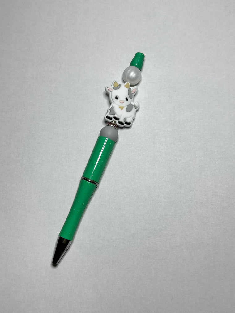 Teal Goat Theme Silicone Beaded Pen