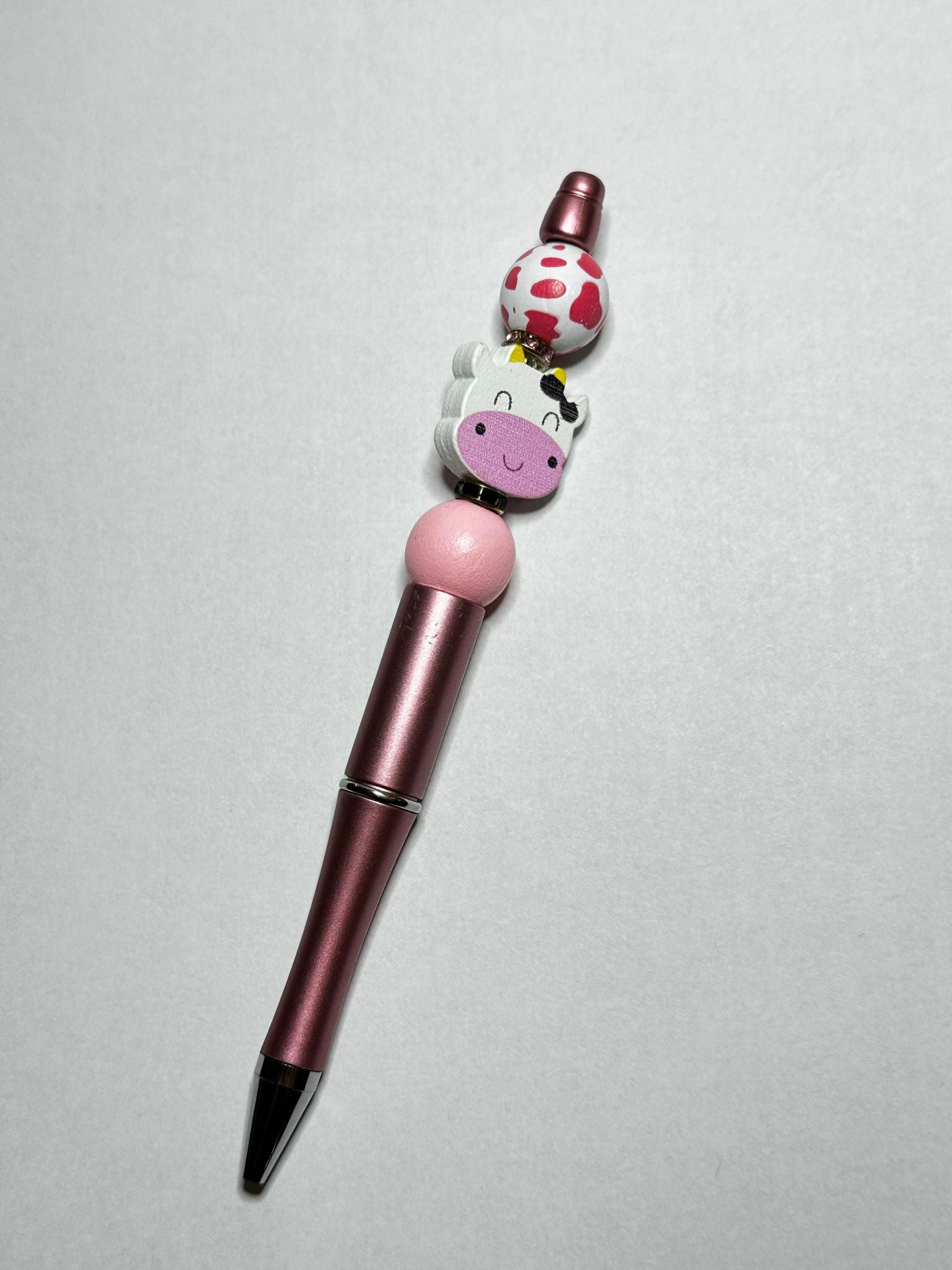 Pink and White Cow Print Wooden Pens