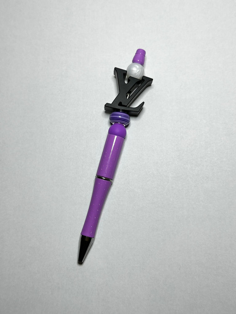 Purple LV Theme Silicone Beaded Pen