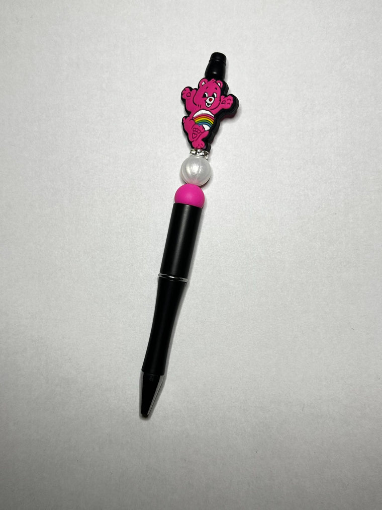 Pink Bear Silicone Beaded Pen