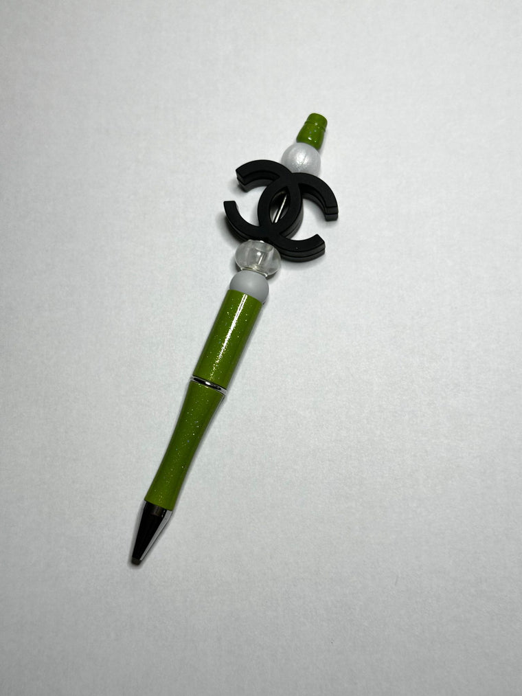 CC Green Sparkle Theme Silicone Beaded Pen