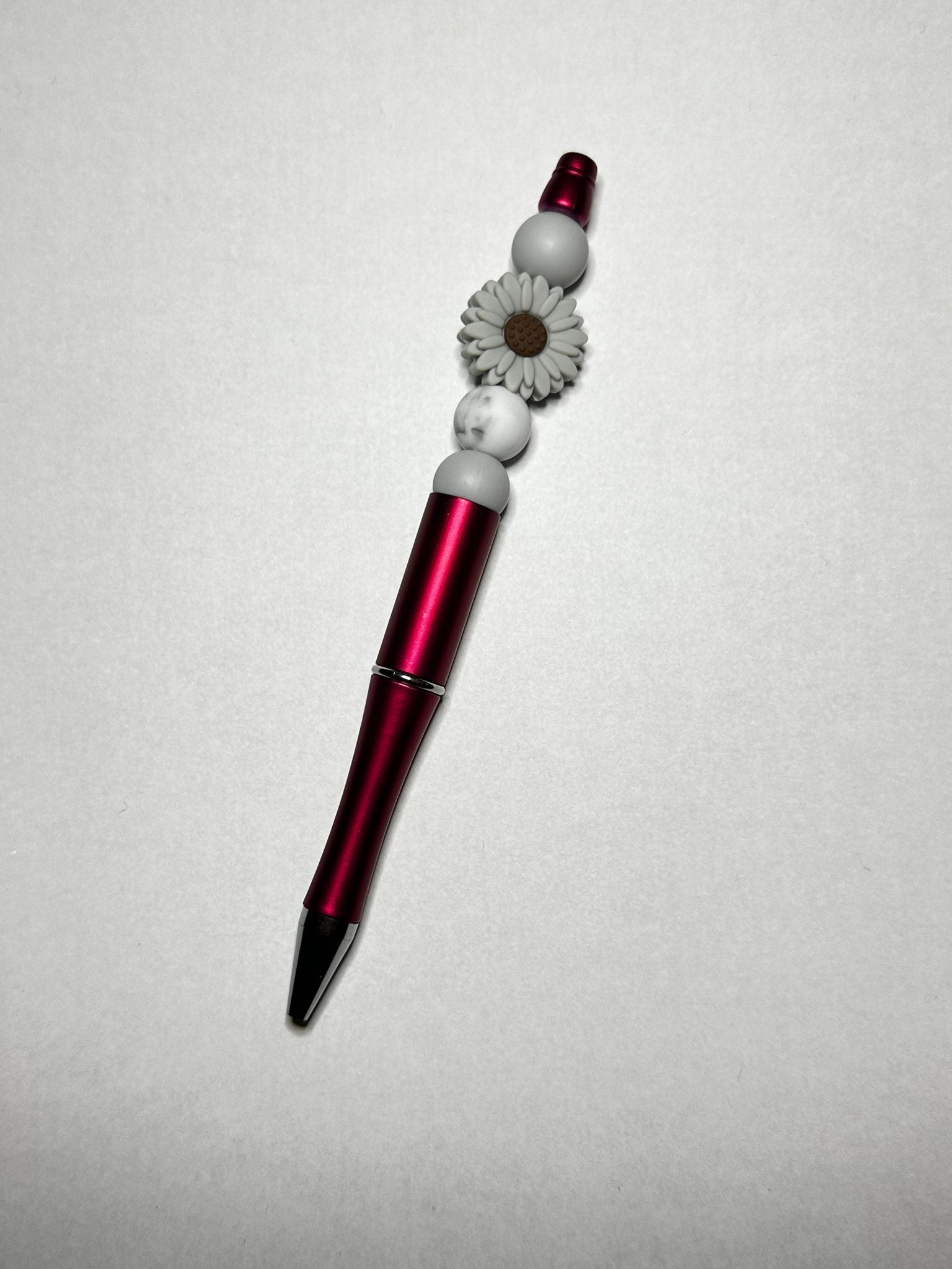 Grey Sunflower Silicone Beaded Pen