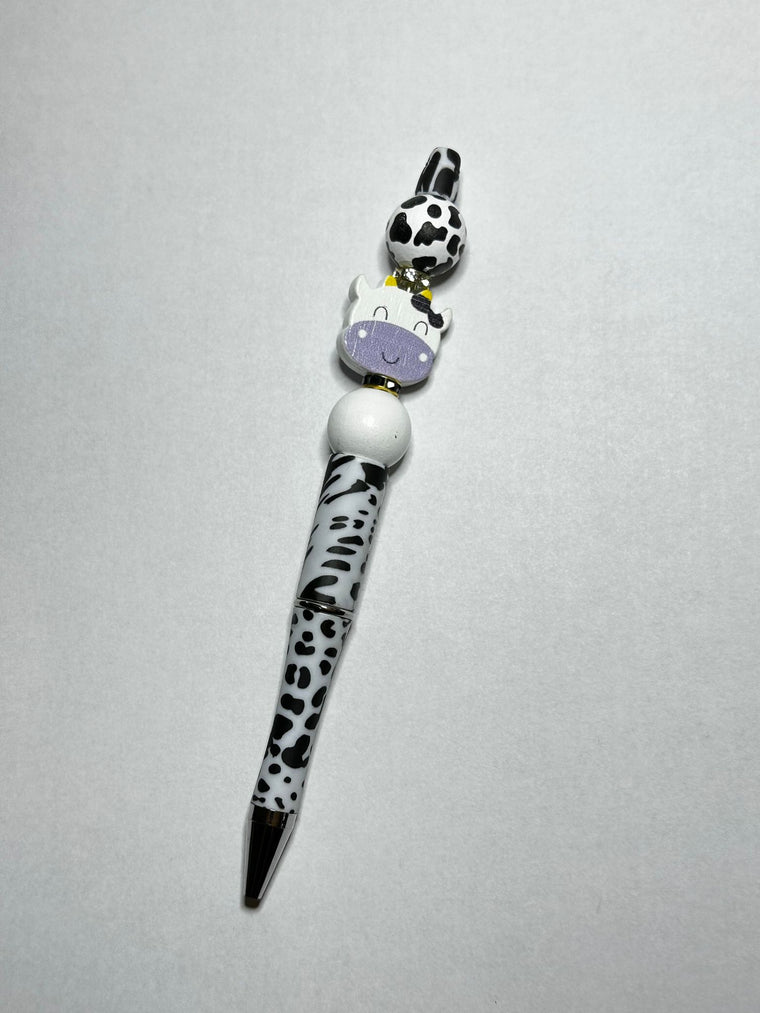 Purple Cow Print Wooden Pens