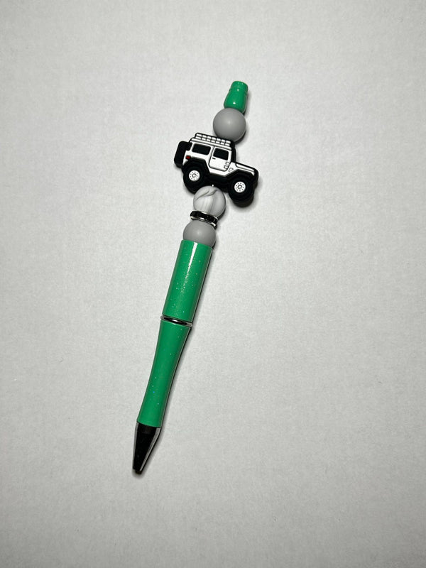 White Beep Beep Silicone Beaded Pen