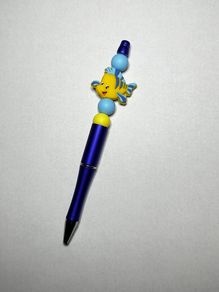 Yellow and Blue Fish Silicone Beaded Pen