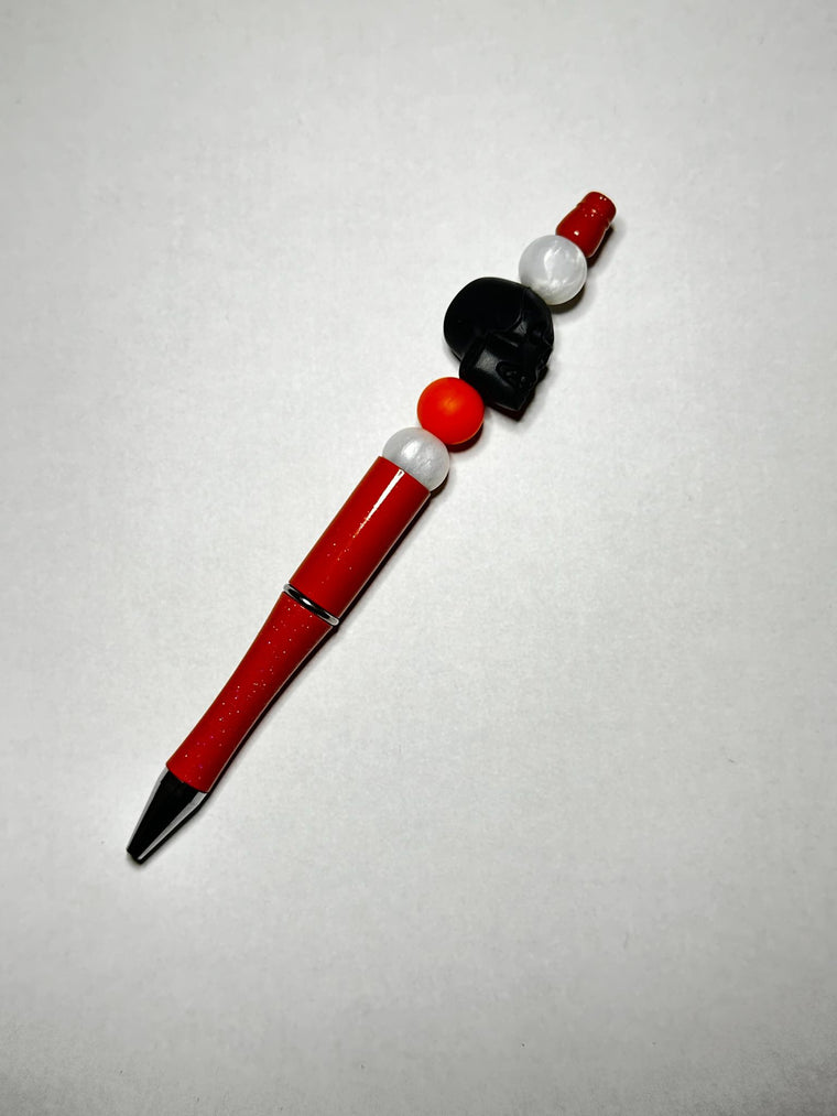 Orange Skull Theme Silicone Beaded Pen