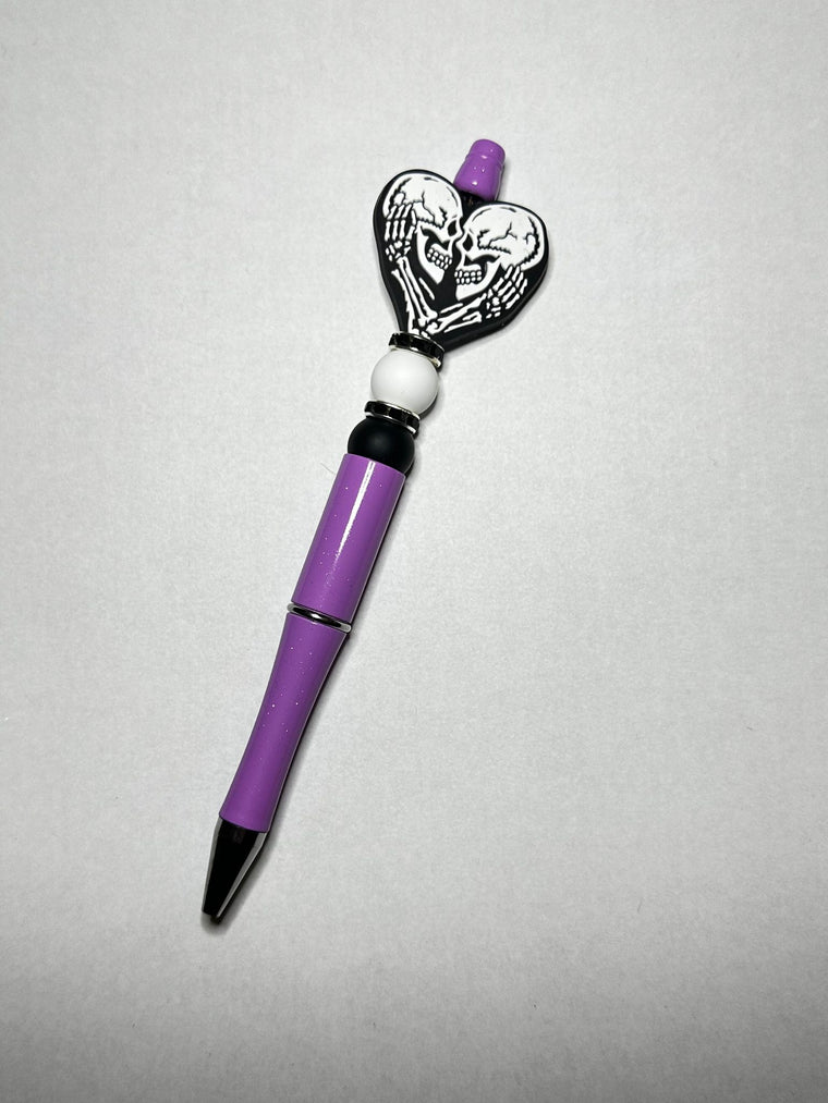 Skeleton Heart Silicone Beaded Pen