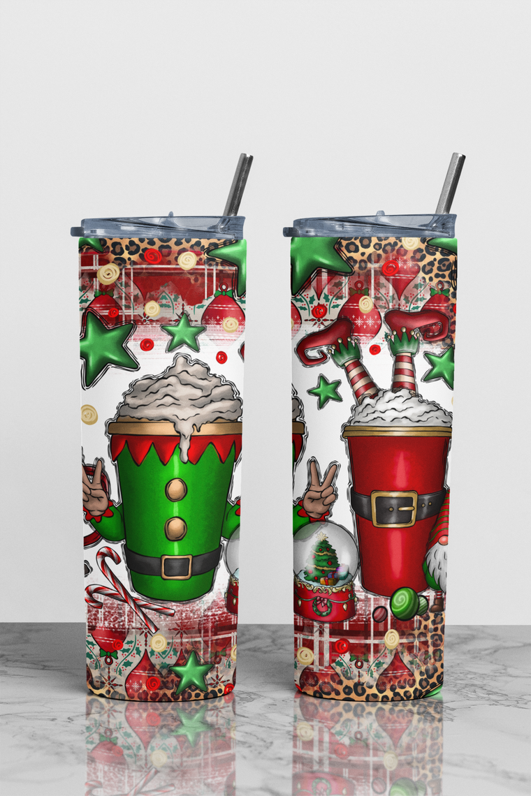 Christmas Cheetah Theme Sublimation Tumbler