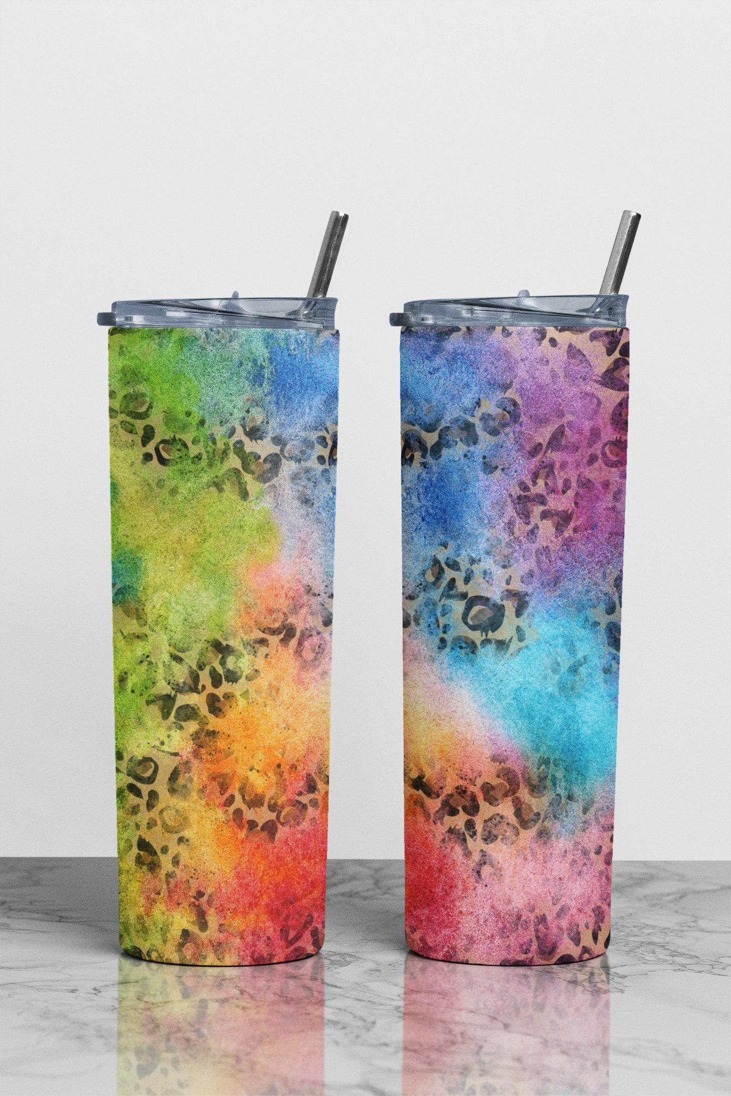 Colored Cheetah Sublimation Tumbler